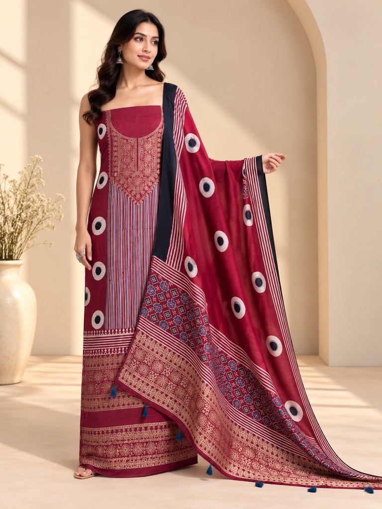 Ajrakh Dola Silk Suit Sets 5048