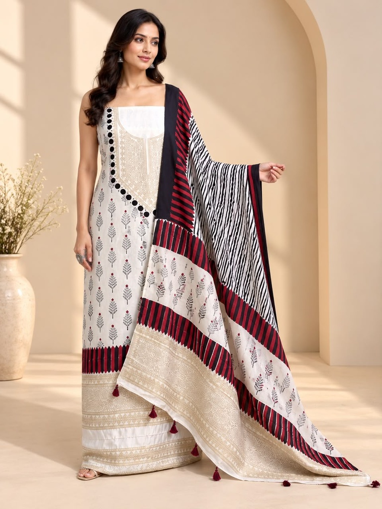 Ajrakh Dola Silk Suit Sets 5048