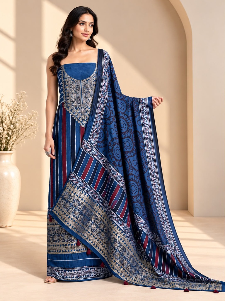 Ajrakh Dola Silk Suit Sets 5048