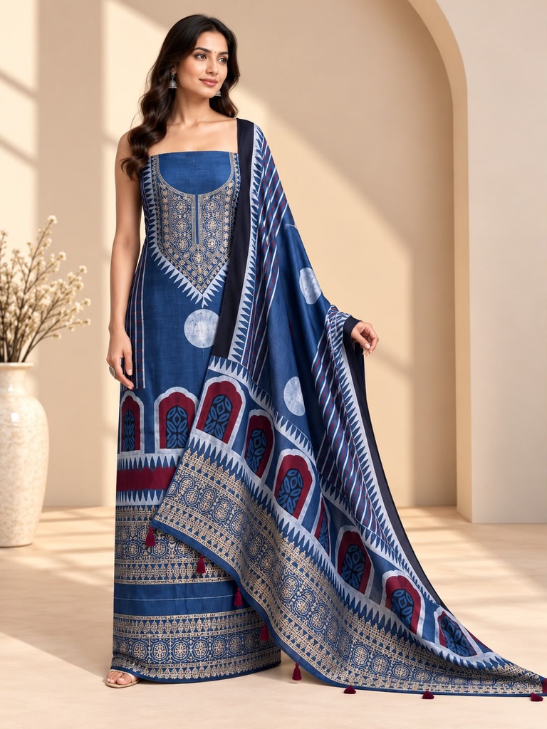 Ajrakh Dola Silk Suit Sets 5048