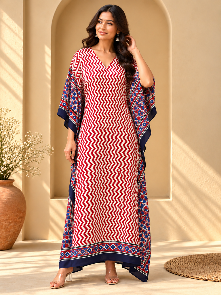 Ajrakh Modal Silk Kaftans 4801