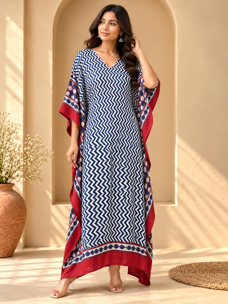 Ajrakh Modal Silk Kaftans 4801
