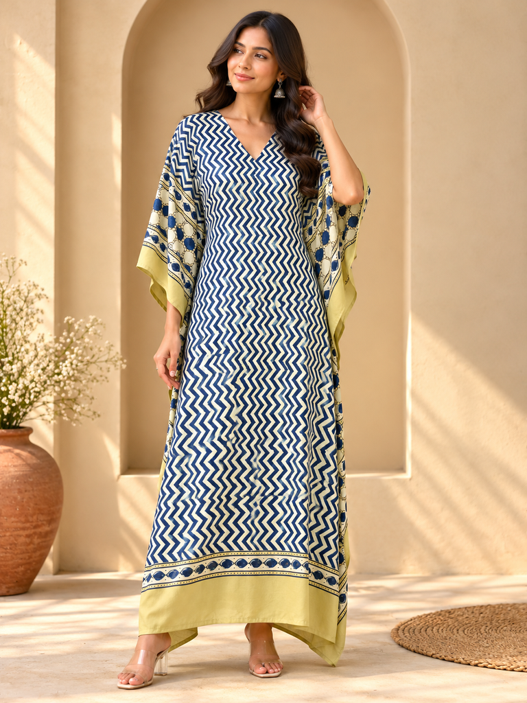 Ajrakh Modal Silk Kaftans 4801