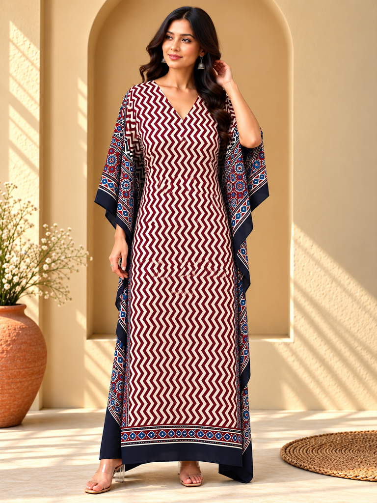 Ajrakh Modal Silk Kaftans 4801