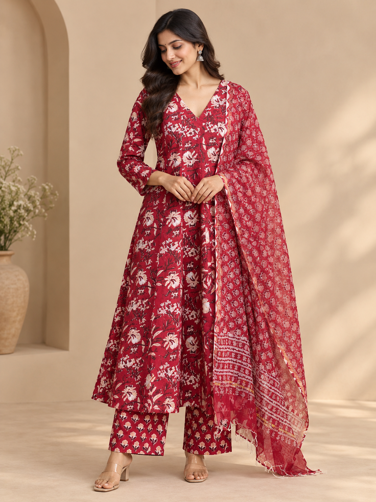 Soft Jaipur Cotton Anarkali Sets 5060