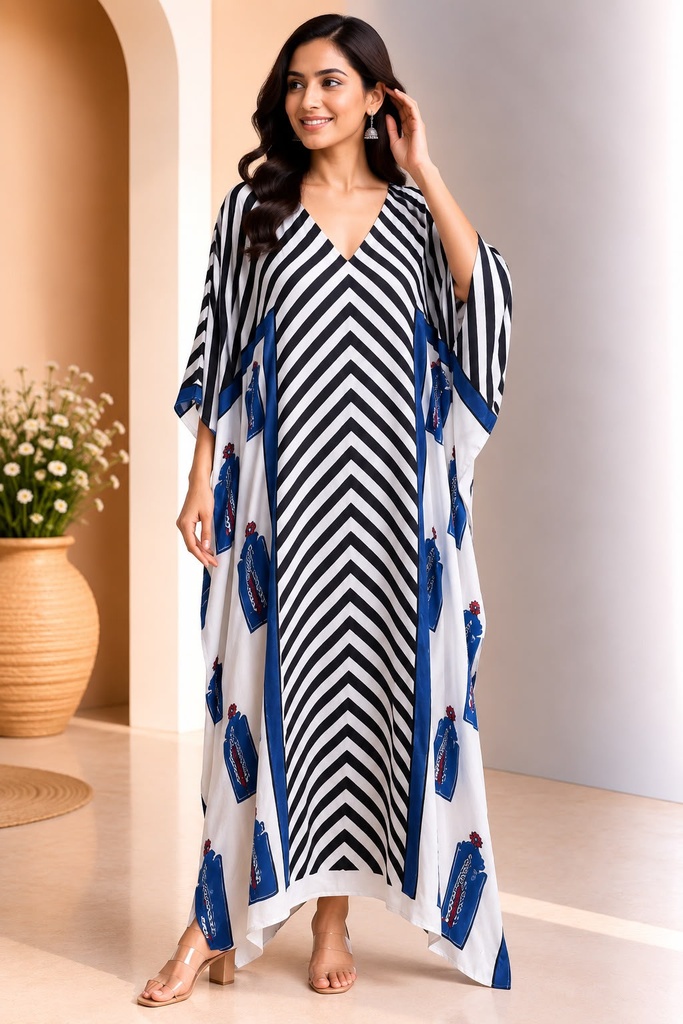 Ajrakh Modal Silk Kaftans 4801