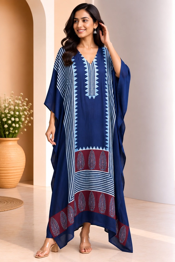 Ajrakh Modal Silk Kaftans 4801