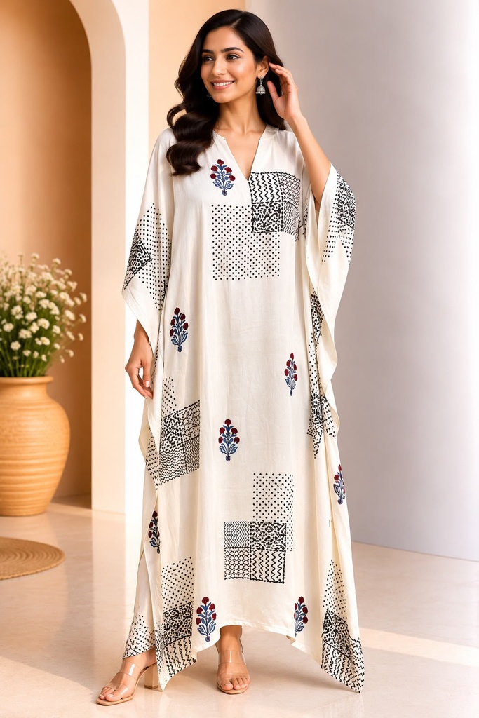 Ajrakh Modal Silk Kaftans 4801