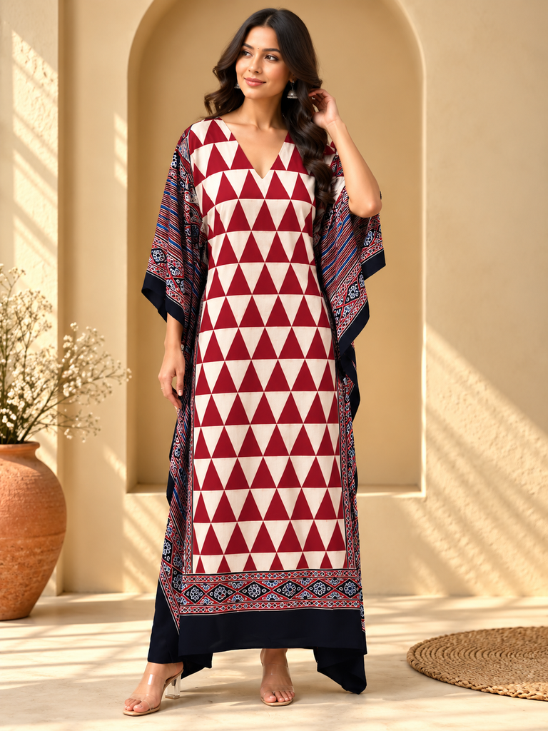 Ajrakh Modal Silk Kaftans 4801