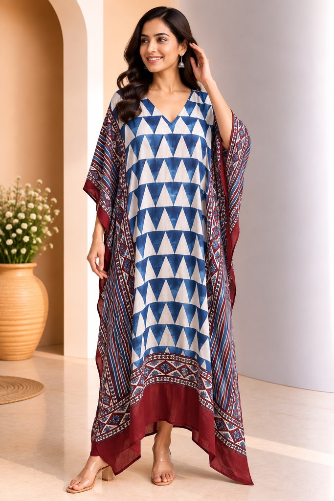 Ajrakh Modal Silk Kaftans 4801