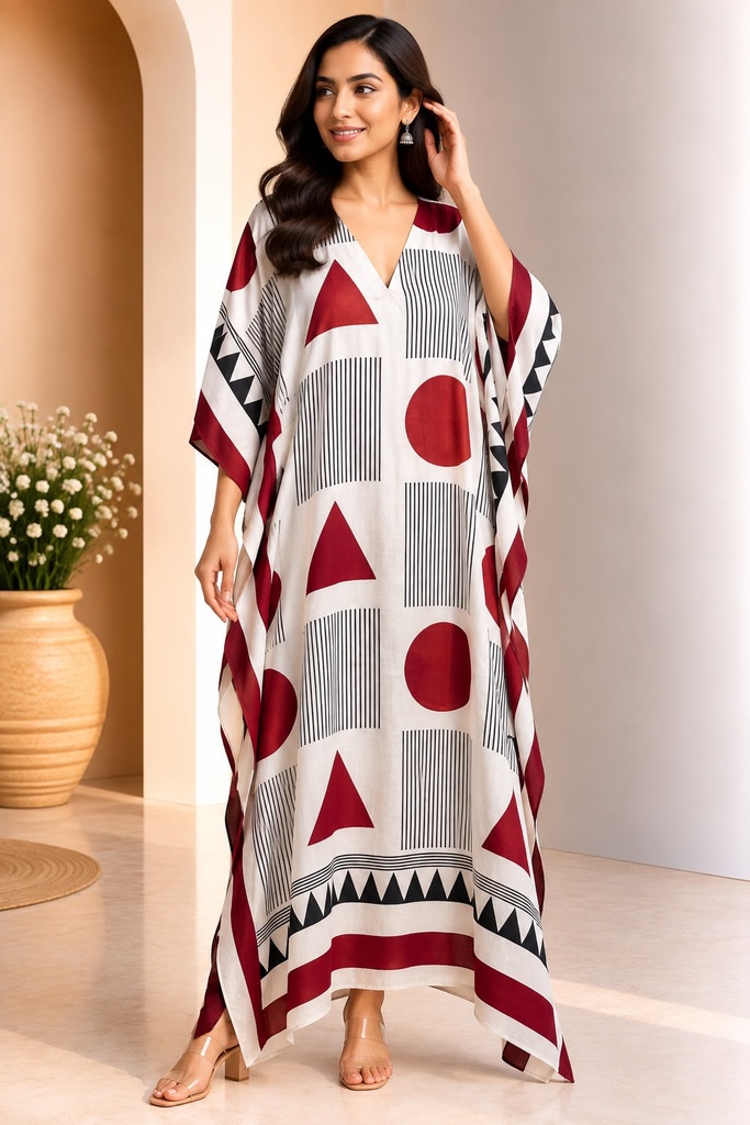 Ajrakh Modal Silk Kaftans 4801