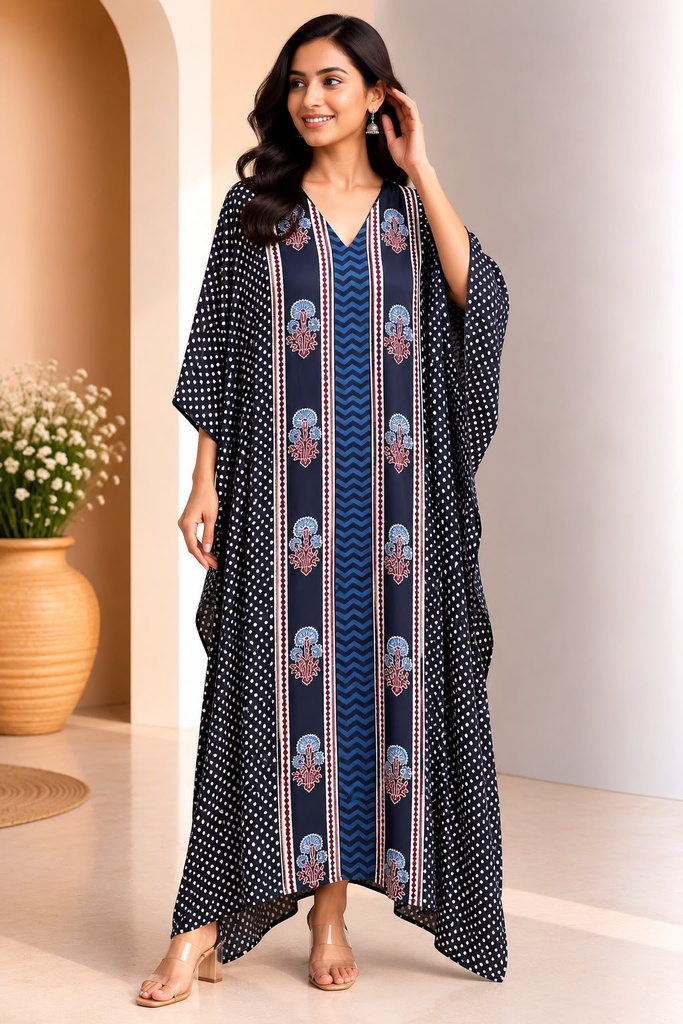 Ajrakh Modal Silk Kaftans 4801