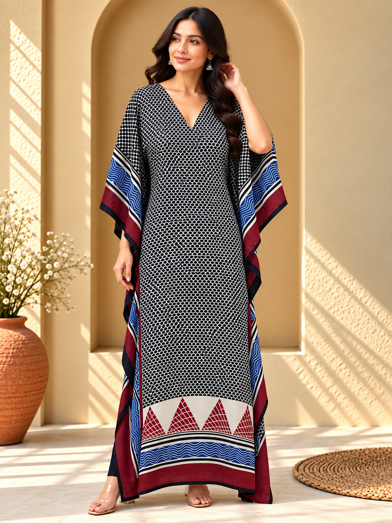 Ajrakh Modal Silk Kaftans 4801