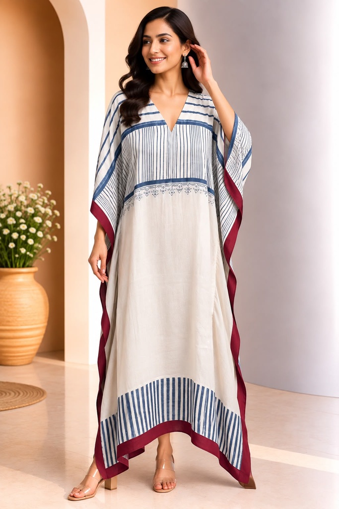 Ajrakh Modal Silk Kaftans 4801