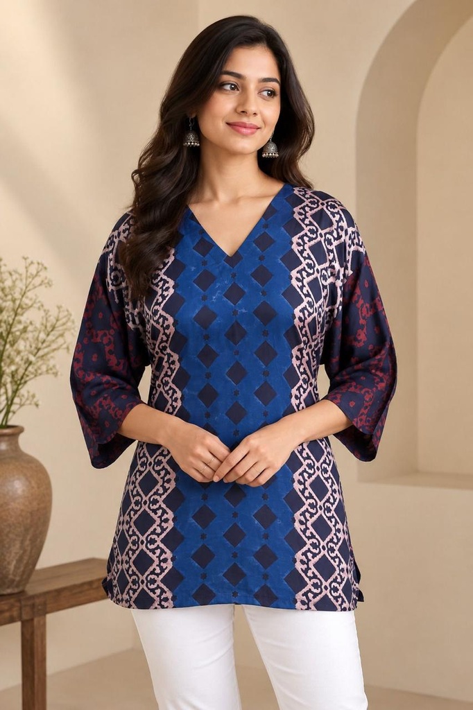 Ajrakh Modal Short Kurtis 5015