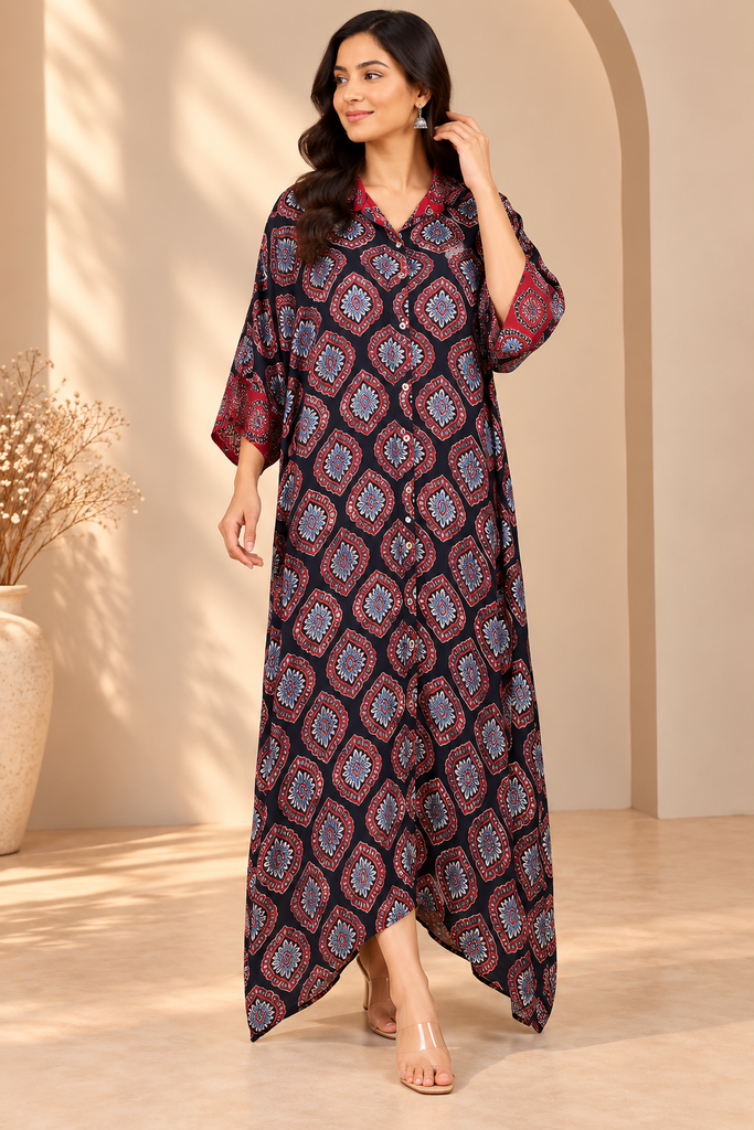 Ajrakh Modal Shirt Style Kurti 4803