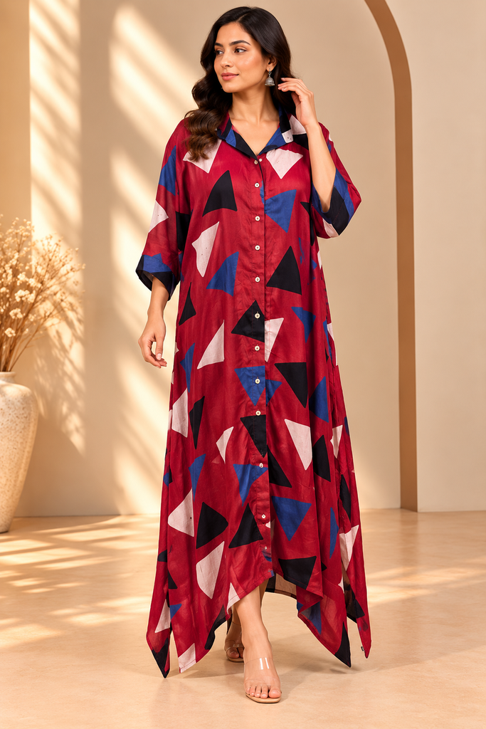 Ajrakh Modal Shirt Style Kurti 4803
