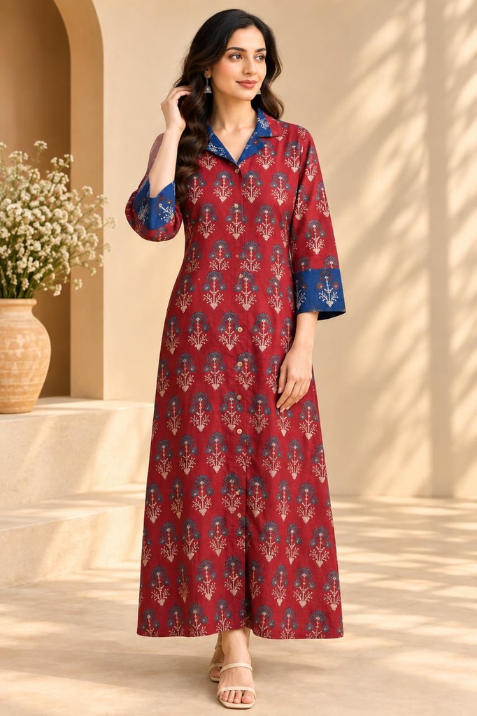 Ajrakh Cotton Kurti 5031