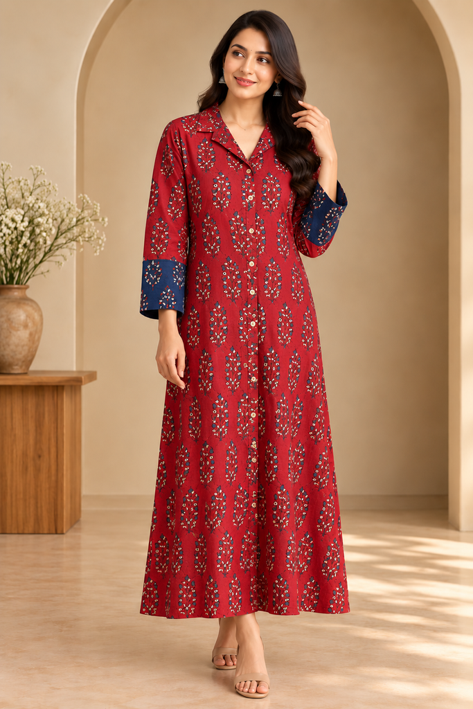 Ajrakh Cotton Kurti 5031