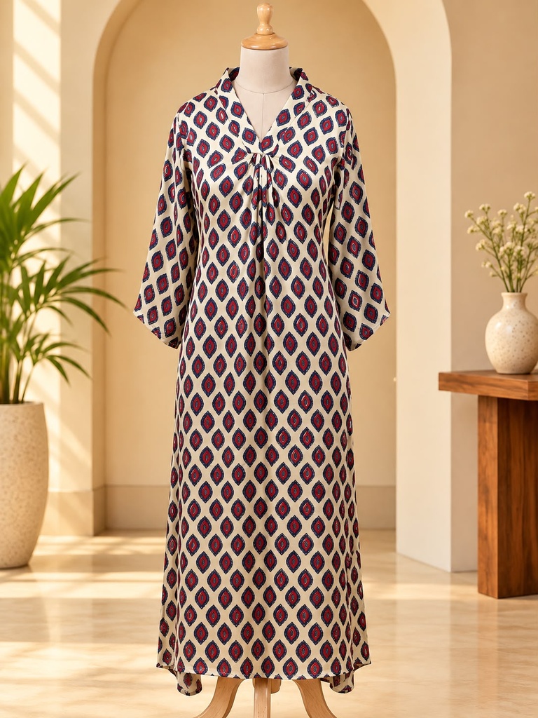 Ajrakh Modal Silk Aline Kurti 5053