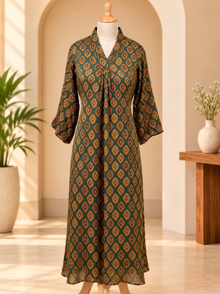 Ajrakh Modal Silk Aline Kurti 5053