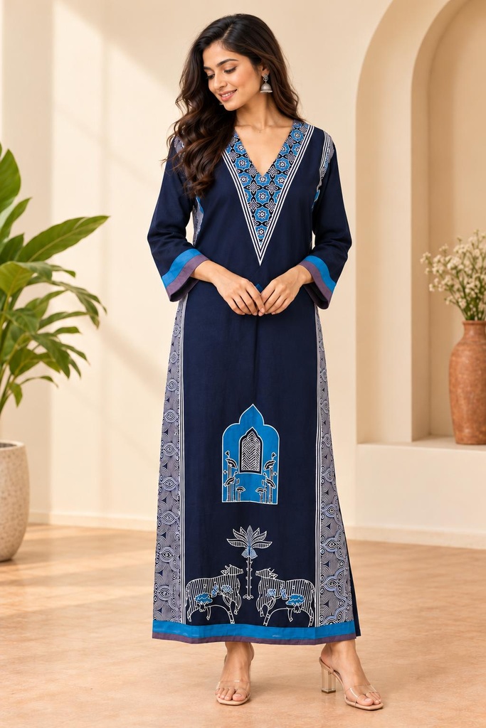 Ajrakh Cotton Kurti 5028