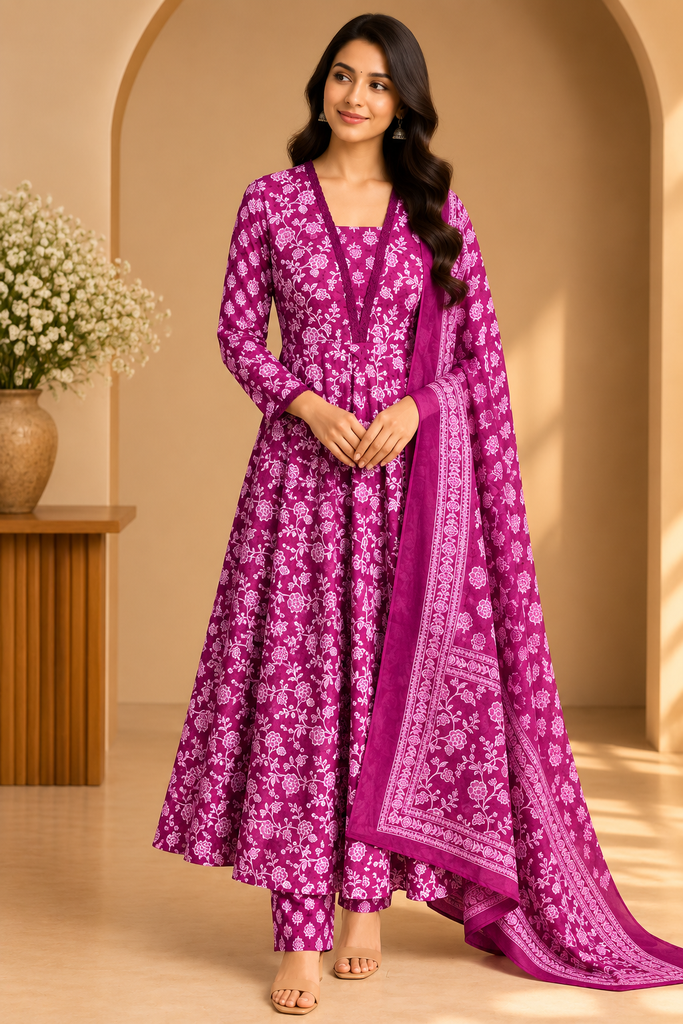Cotton Anarkali Kurti sets 8010