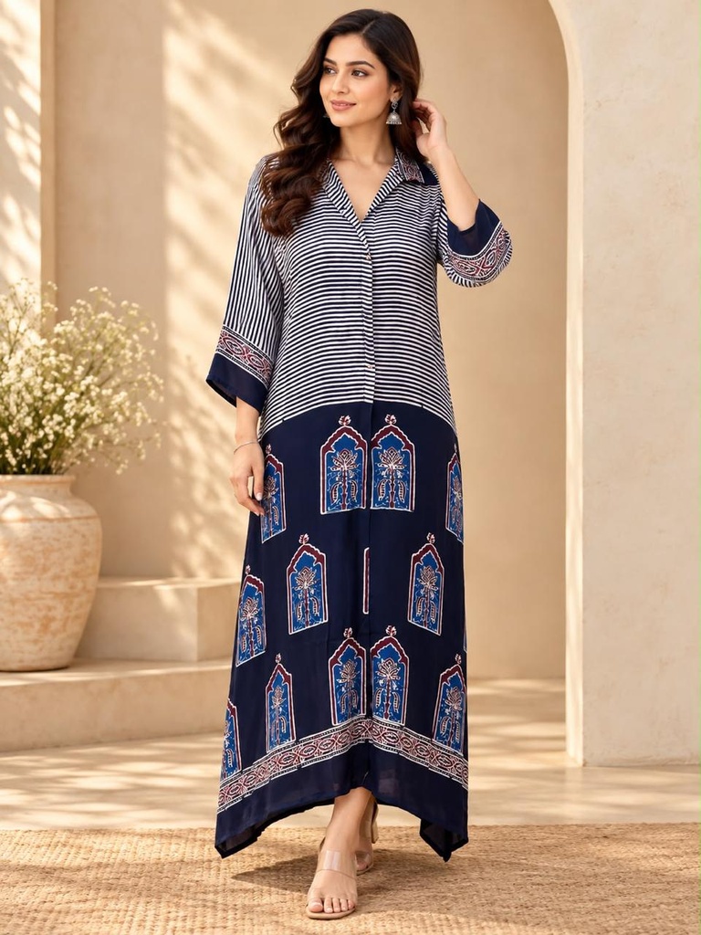 Ajrakh Modal Shirt Style Kurti 4803