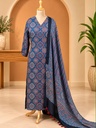 Ajrakh Modal Kurti Dupatta Set 5012