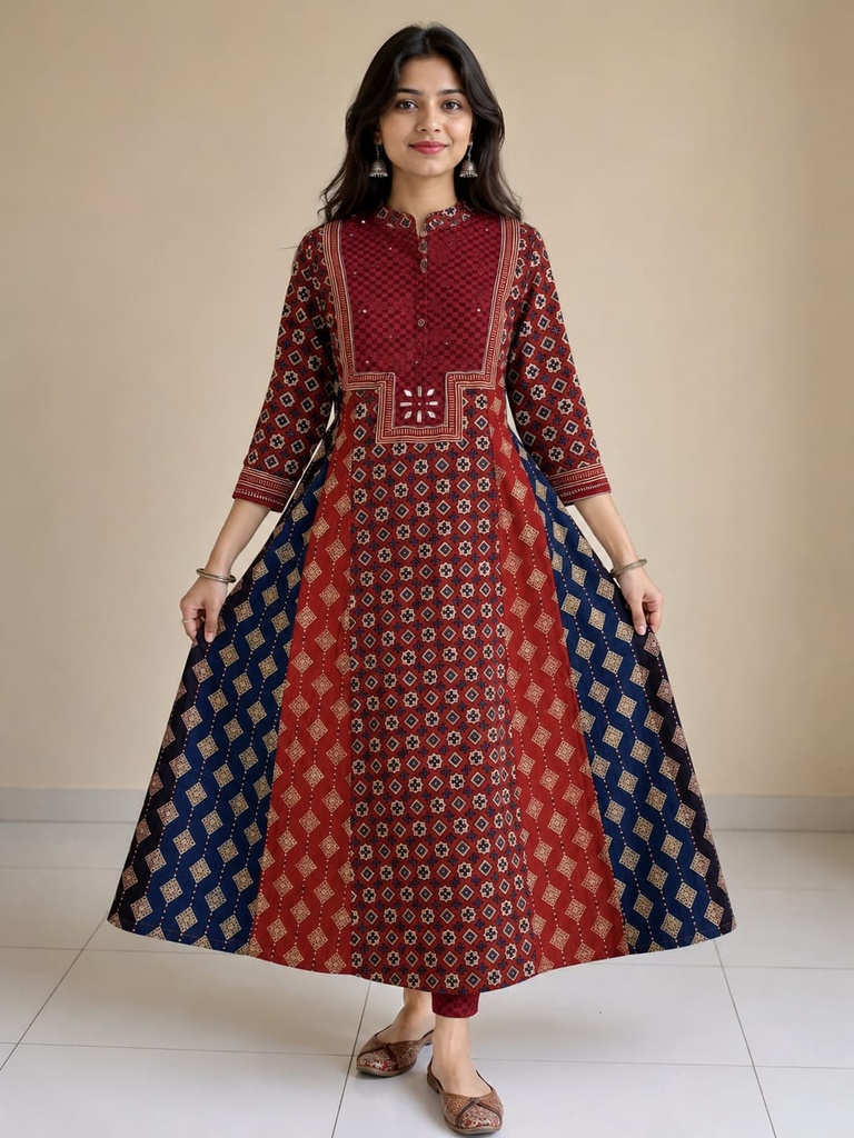 Premium Ajrakh Cotton Kurtis 5029