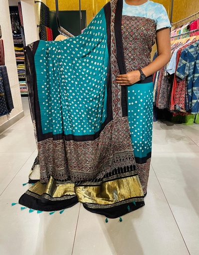 [SUMF] Premium Ajrakh Bandhani Suit 5012