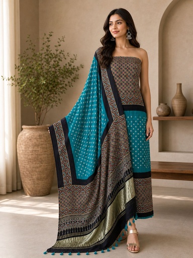 [SUMF] Premium Ajrakh Bandhani Suit 5030