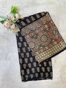 Ajrakh Handblock Printed Mashru Silk Fabric 4215
