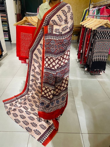 Premium Ajrakh Modal Silk Saree 4243