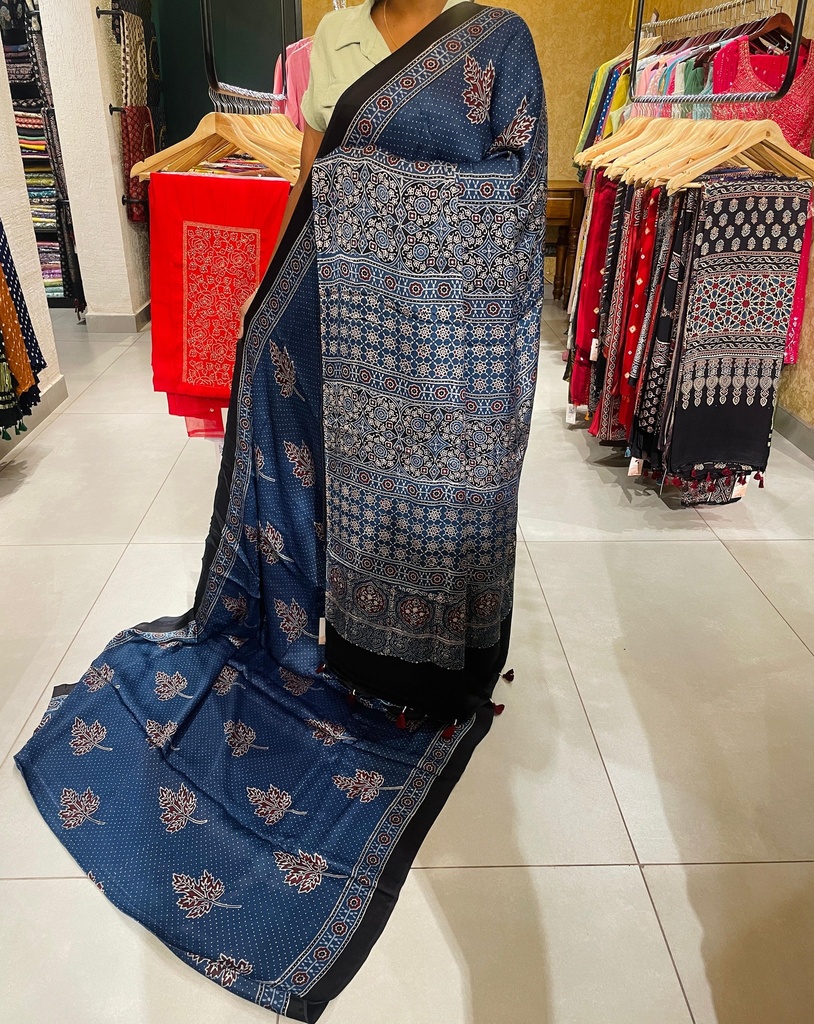 Premium Ajrakh Modal Silk Saree 4243