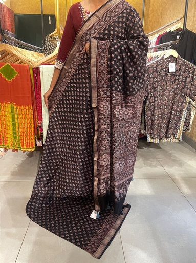 Ajrakh Maheshwari Silk Sarees 