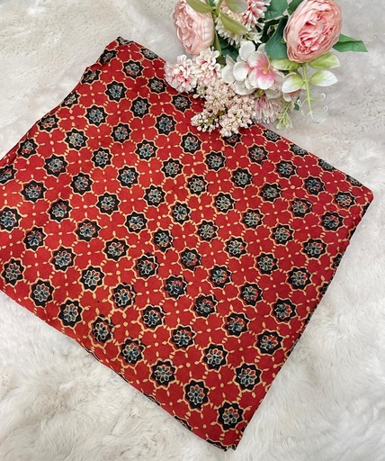 Ajrakh Handblock Printed Modal silk Fabric 5019