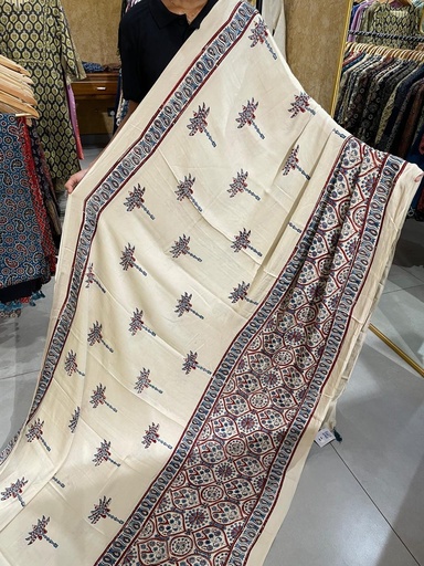 Ajrakh Modal Silk Sarees 5033