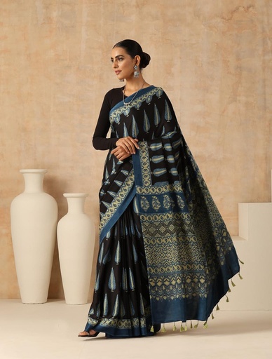 Premium Ajrakh Modal Silk Sarees 5033