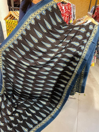 Premium Ajrakh Modal Silk Sarees 5033
