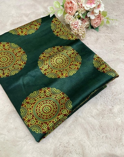 [CFMLK580] Ajrakh Handblock Printed Mashru Silk Fabric 4215