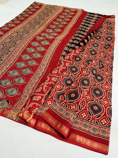 [SAVC] Ajrakh Cotton Sarees 5026