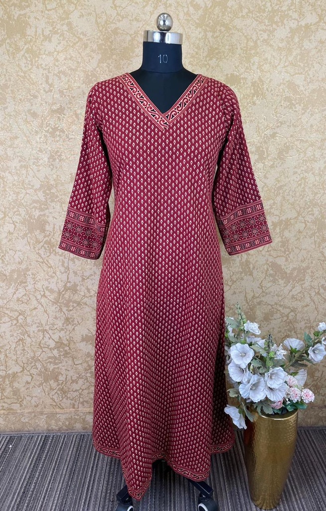 Ajrakh Aline Cotton Kurti 5043