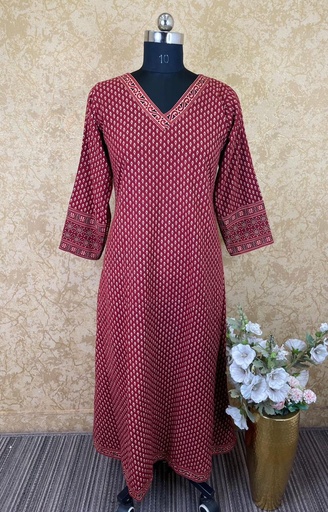 Ajrakh Aline Cotton Kurti 5043