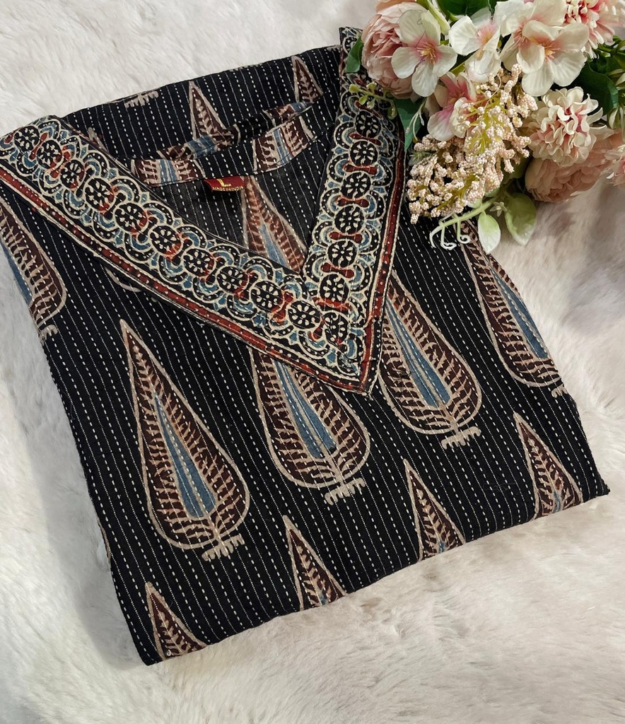  Ajrakh Aline Cotton Kurti  5043