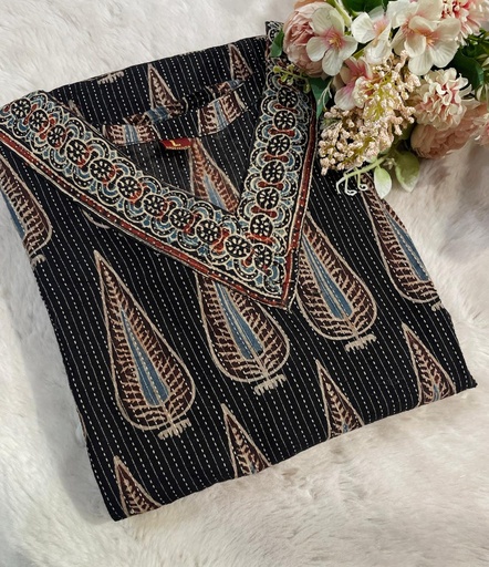  Ajrakh Aline Cotton Kurti  5043
