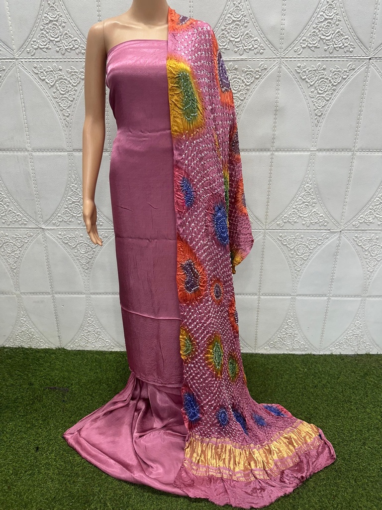  Multi bandhej Modal Silk Suit 5014