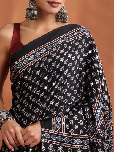 [SAMLK] Ajrakh Mirror Saree 5036
