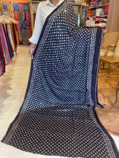 [SAMLK] Ajrakh Mirror Saree 5036