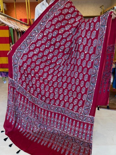 [DUVD] Ajrakh Modal Mirror Work Dupatta 5035